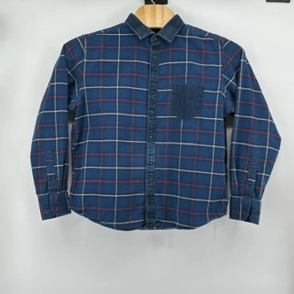 UNTUCKit Mens XL Nottingham Plaid‎ Long Sleeve Button Down Shirt Blue Red White